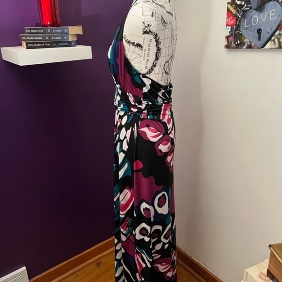 Express | Colorful Maxi Halter Dress | Black, Pink, Purple, Blue | L - Picture 5 of 9